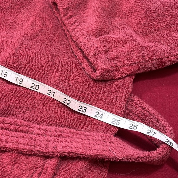 Chakir Turkish Linens BURGUNDY Bath Robe TERRY CLOTH long BELT front pockets LRG - Picture 8 of 13